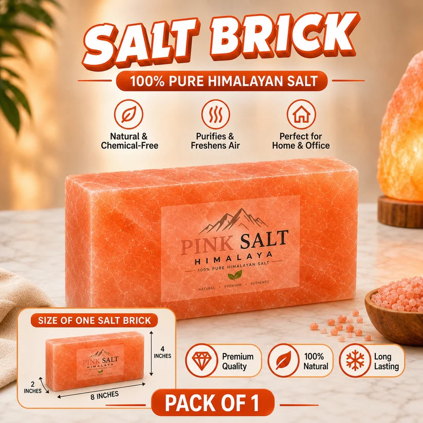 Himalayan Pink Salt Wall Brick – 8 × 4 × 2 in, Single