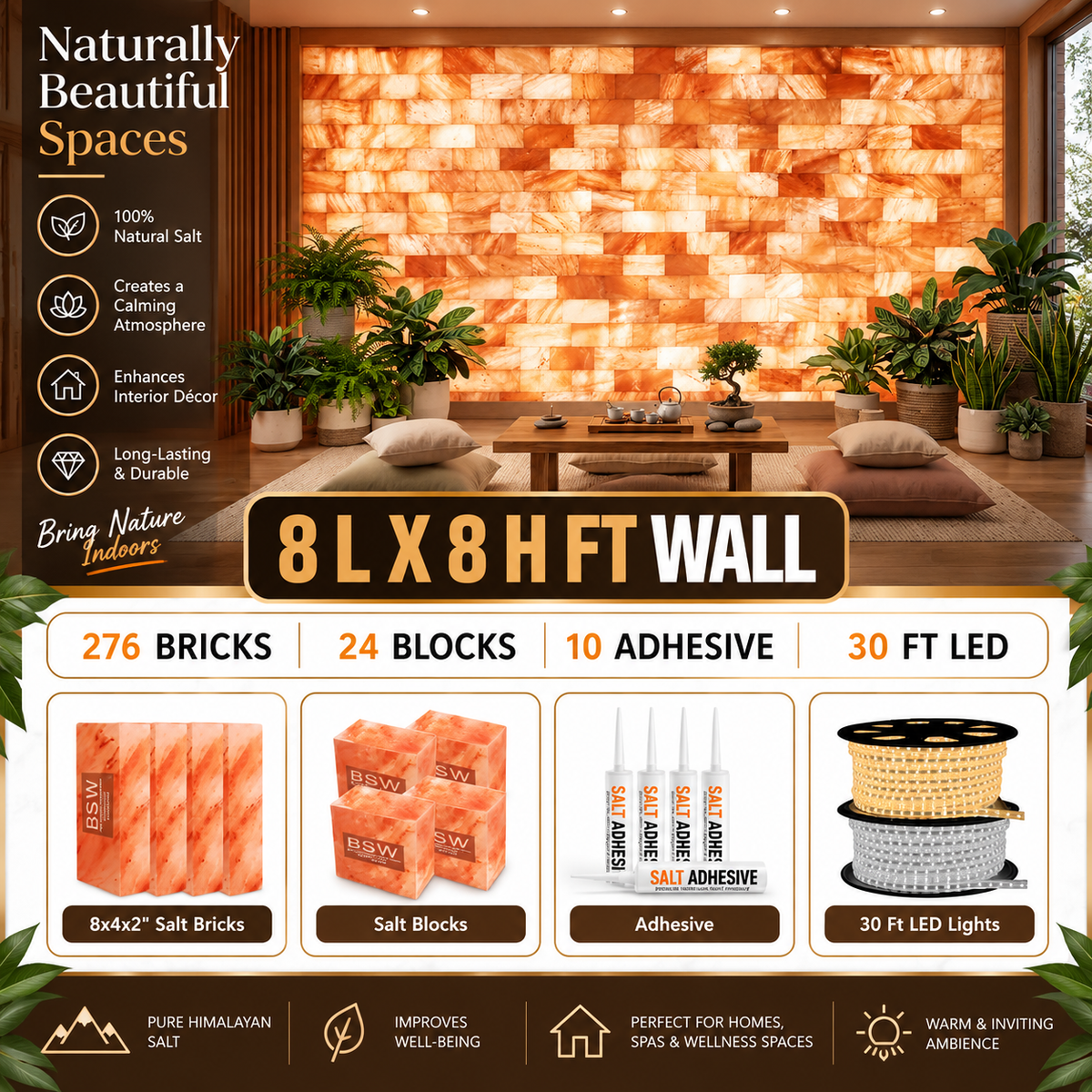 Himalayan Salt Wall Kit – 64 sq ft Backlit Feature Wall