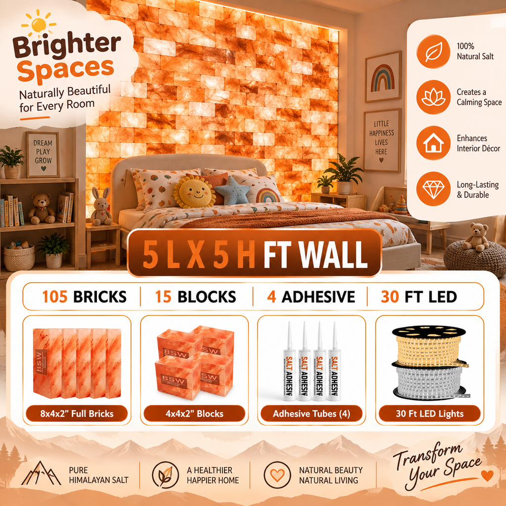 Backlit Himalayan Salt Wall Kit – 5 ft × 5 ft (25 sq ft)