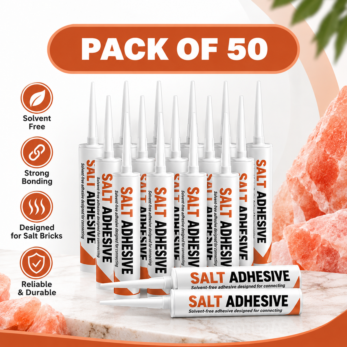 Saltite Clear Adhesive for Salt Bricks & Tiles – 50 Tubes