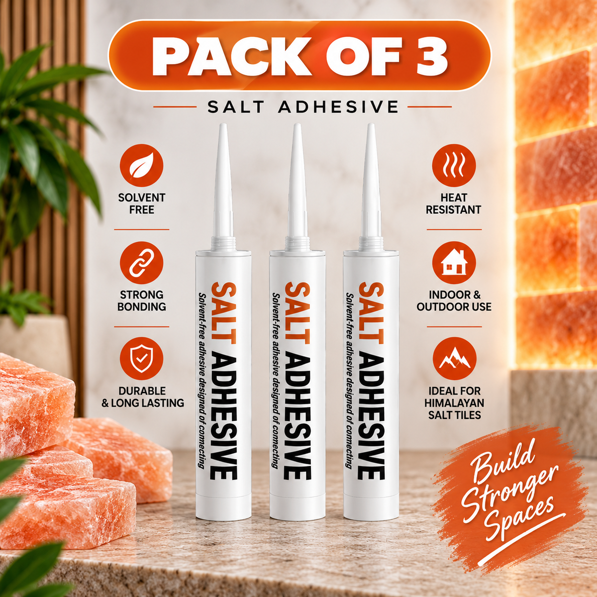 Saltite Clear Adhesive for Salt Bricks & Tiles – 3 Tubes