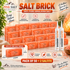 Himalayan Pink Salt Wall Bricks – 8 × 4 × 2 in, Pack of 50 with 2 Adhesives