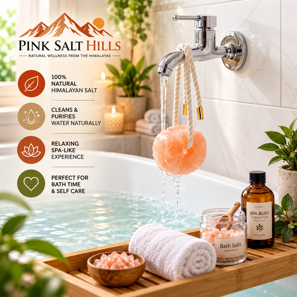 Himalayan Pink Salt Bath & Shower Rock with Rope – 2.5 lb