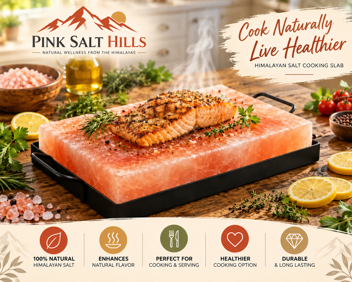 Himalayan Pink Salt Cooking Block with Black Metal Holder