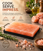 Himalayan Pink Salt Cooking Block with Black Metal Holder