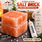 Himalayan Pink Salt Tiles – 8 × 4 × 1 in, Pack of 30 with 1 Adhesive