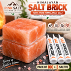 Himalayan Pink Salt Tiles – 8 × 4 × 1 in, Pack of 100 with 3 Adhesives