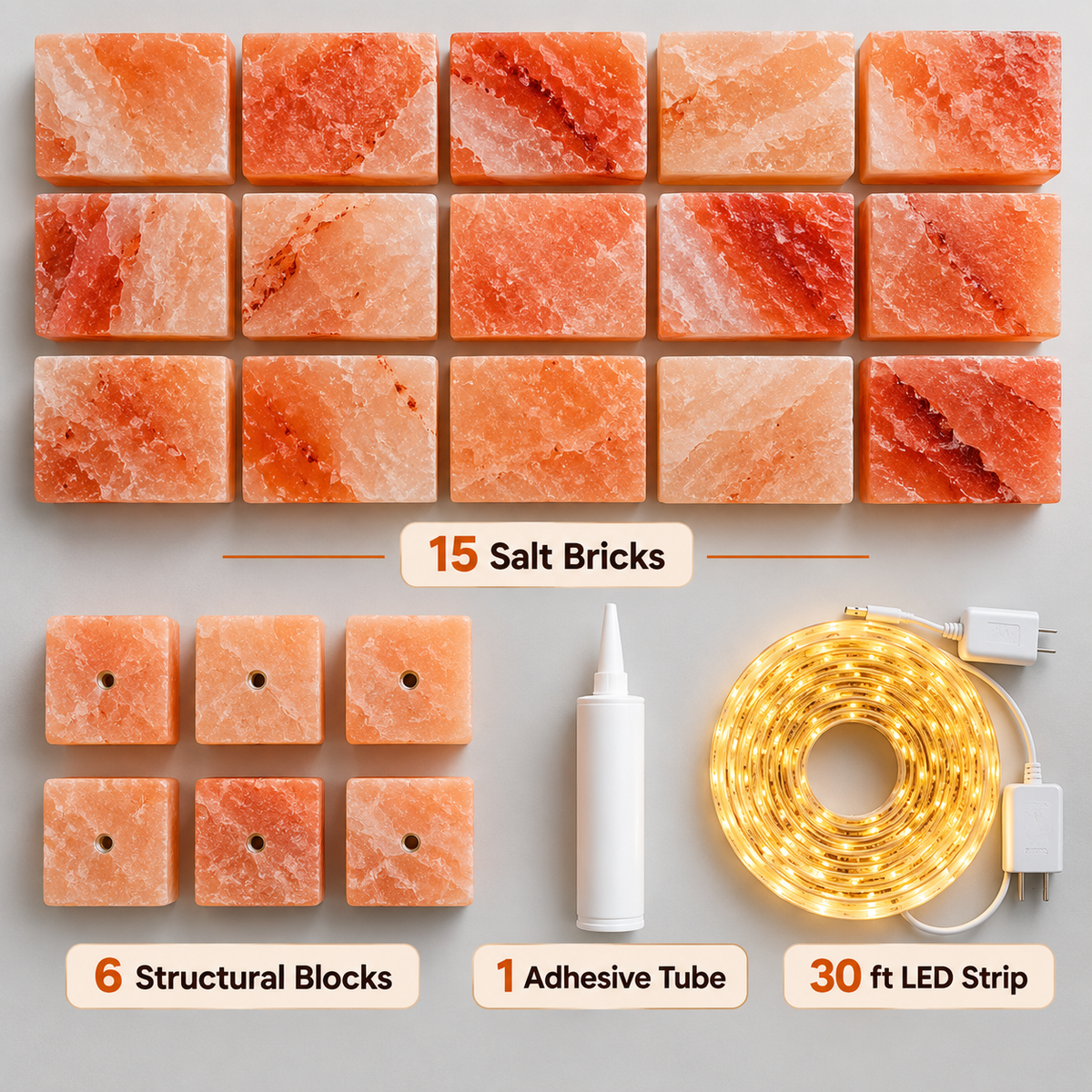 Backlit Himalayan Salt Wall Kit – 2 ft × 2 ft (4 sq ft)