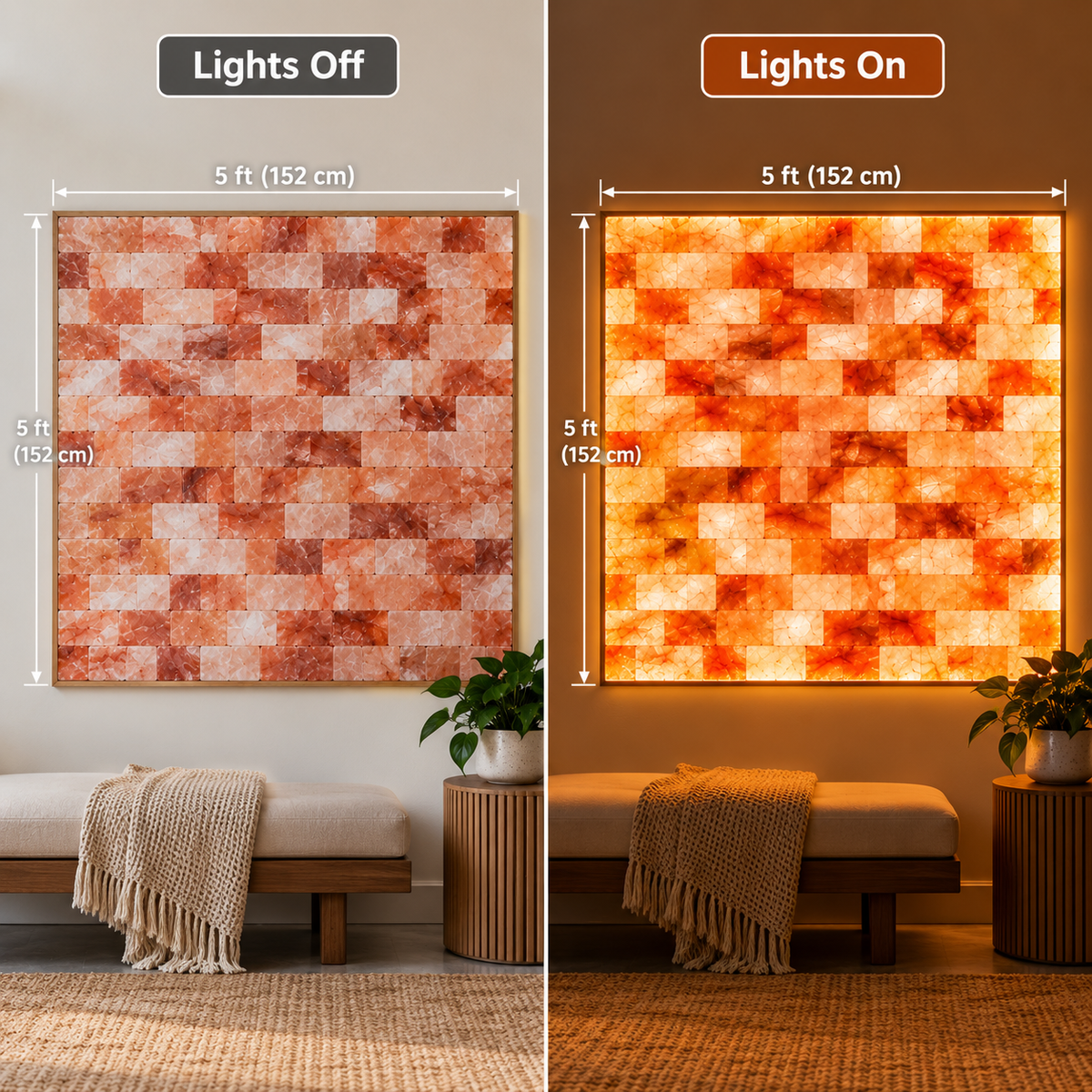 Backlit Himalayan Salt Wall Kit – 5 ft × 5 ft (25 sq ft)