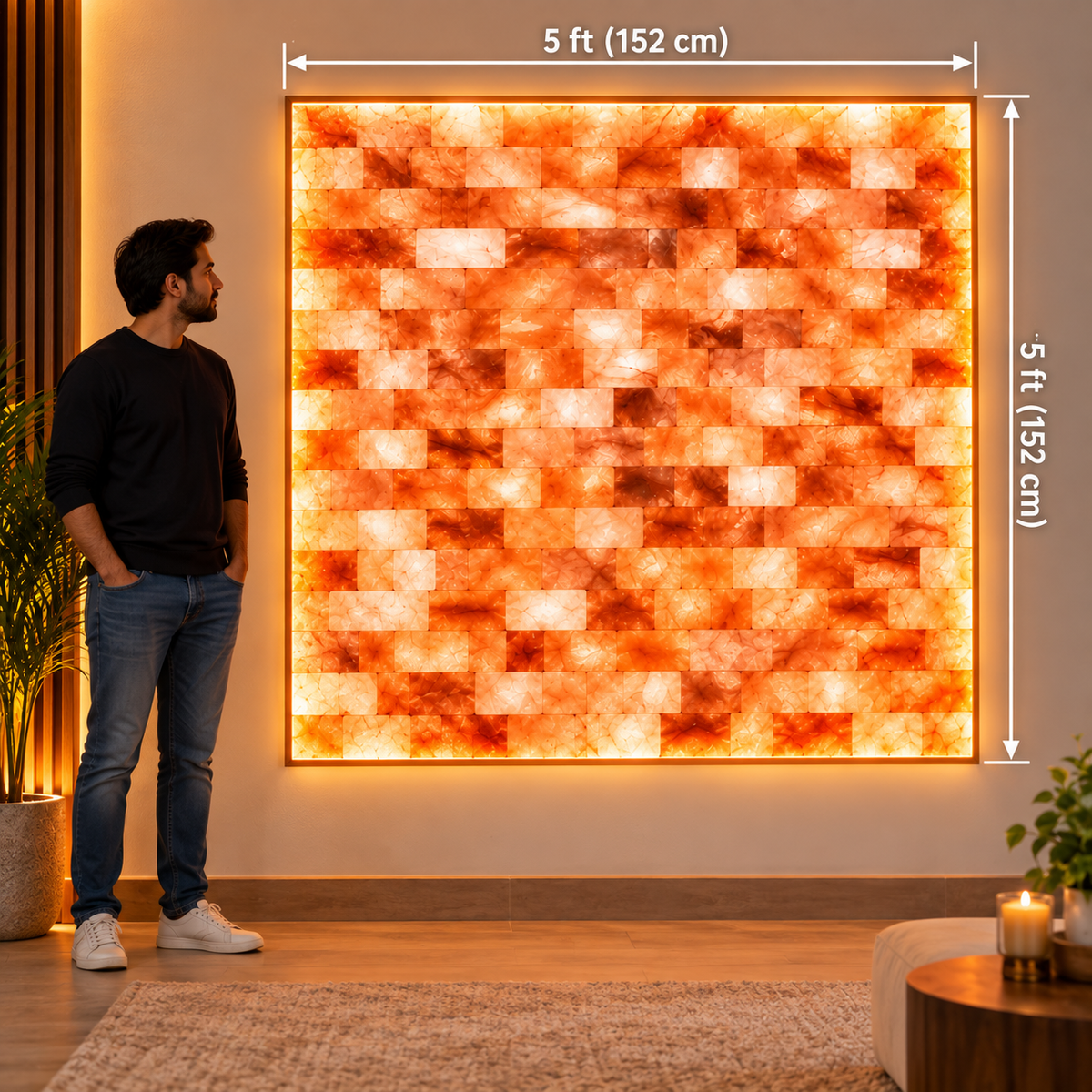 Backlit Himalayan Salt Wall Kit – 5 ft × 5 ft (25 sq ft)